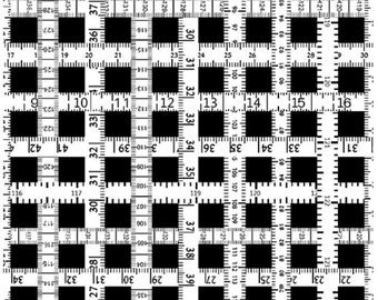 SEWING BOX - Measure Up in Black/White - Tape Measure Check Cotton Quilt Fabric - Kanvas Studio for Benartex Fabrics - 9955-91 (W8696)