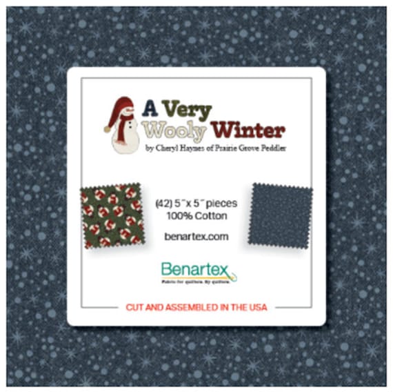 VERY WOOLY WINTER Charm Pack 42 5 X 5 Squares Christmas Precut Quilt Fabric  Cheryl Haynes for Benartex Fabrics AVWT5PK W7925 