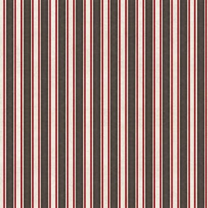 May include: Vertical striped pattern with alternating colors of dark brown, cream, and red. The stripes are evenly spaced and run from top to bottom, creating a classic and textured design. The background has a slightly aged appearance.