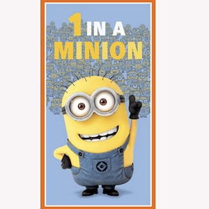 DESPICABLE ME - 1 in a Minion - 24&quot; Panel in Dusty Blue - Cute Minions Cotton Quilt Fabric - Quilting Treasures Fabrics - 23987-B (W3190)