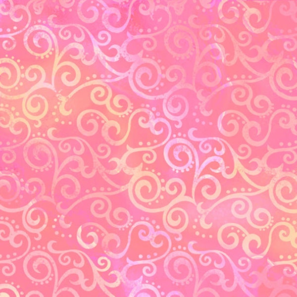 OMBRE SCROLL - Ombre Scroll in Pink - Blender Cotton Quilt Fabric - Swirl Swirls - Quilting Treasures Fabrics - 24174-P (W4884)