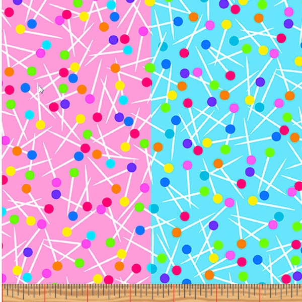 SEWING BOX - Pin It in Pink or Turquoise - Cotton Quilt Fabric Blender - Kanvas Studio for Benartex Fabrics - 9953-01 9953-84 (W8690 W8691)