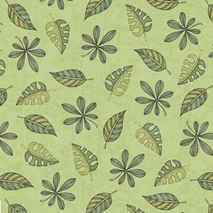 JUNGLE BUDDIES - Leaves in Green - Floral Leaf Cotton Quilt Fabric - by Dan Morris for Quilting Treasures Fabrics - 26415-G (W5627)
