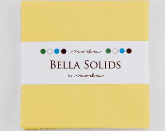 BELLA SOLIDS Charm Pack in Yellow - (42) 5" x 5" Squares - Cotton Quilt Fabric Precuts - Moda Fabrics - 9900PP-24S (W8583)