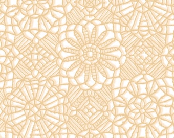 62" Remnant AMAZING LACE - Lace in White / Tan - (Not Actual Lace!!) Cotton Quilt Fabric - Quilting Treasures Fabrics - 24632-ZE (W5230)