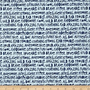 MILITARY MAX - Military Words in Blue - Positive Word Cotton Quilt Fabric - Bella Blvd. for Riley Blake Designs Fabrics - C4375-BLUE (W3267)
