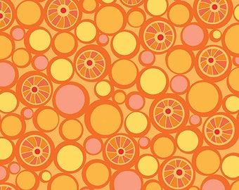 37" Remnant FREE MOTION FANTASY - Pebbles in Hot Orange - Yellow Dots Cotton Quilt Fabric - Amanda Murphy - Benartex Fabrics - 5444-23 W6047