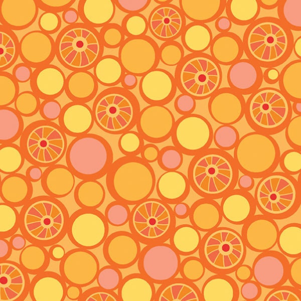 FREE MOTION FANTASY - Pebbles in Hot Orange - Yellow Dots Cotton Quilt Fabric - Amanda Murphy for Benartex Fabrics - 5444-23 (W6047)