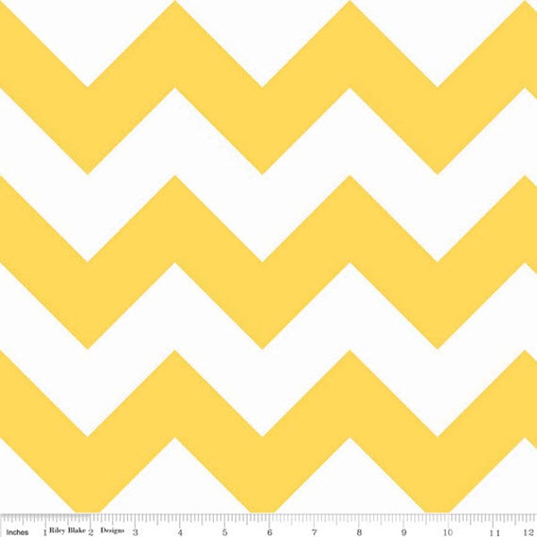 LARGE CHEVRON - Large Chevron in Yellow / White - Cotton Quilt Fabric - C330-50 - RBD Designers for Riley Blake Designs Fabrics (W3308)