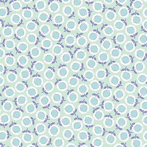 FUNNY BUNNIES - Cozy Posie in Mint / Aqua - Green Blue Floral Cotton Quilt Fabric - by Kanvas Studios for Benartex Fabrics - 8544-84 (W4792)