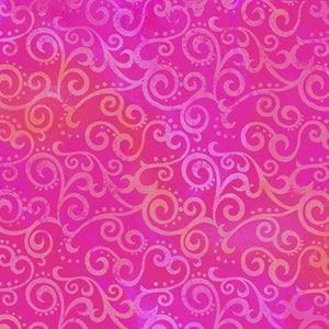 23" Remnant OMBRE SCROLL - Ombre Scroll in Hot Pink - Blender Cotton Quilt Fabric - Swirl - Quilting Treasures Fabrics - 24174-PV (W4885)