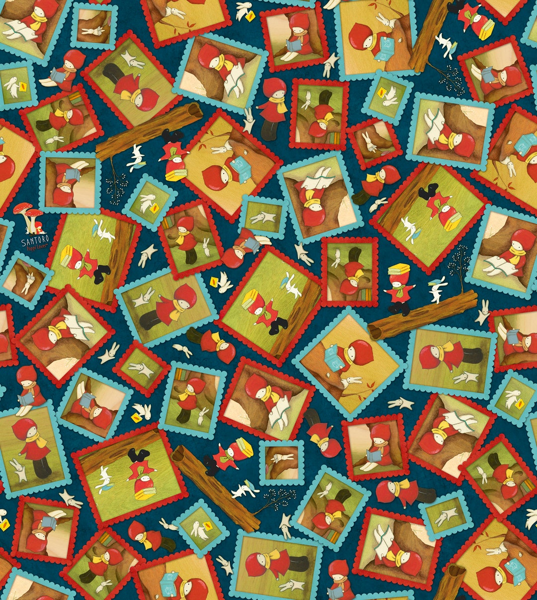 READING TOGETHER Poppi Loves Framed Character Toss in Navy Cotton Quilt