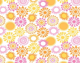 Sun-sational - Sun Kissed in Pink - Orange Floral Cotton Quilt Fabric - designed by Maude Asbury for Blend Fabrics - 101.117.04.1 (W3347)