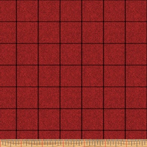 VERY WOOLY WINTER - Window in Red - Wool Look Plaid Cotton Quilt Fabric Blender - Cheryl Haynes for Benartex Fabrics - 10358-10 (W7910)