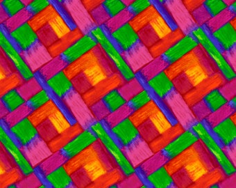 FULL BLOOM - Geo Wave in Multi - Watercolor Geometric Plaid Cotton Quilt Fabric - Quilting Treasures QT Fabrics - 27210-X (W6318)