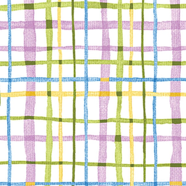 FANCY FREE - Window Pane in Violet / Multi - Purple Green Plaid Cotton Quilt Fabric - by E. Vive for Benartex Fabrics - 5111-36 (W5085)