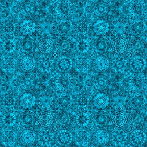 QUILT ROOM KITTIES - Packed Medallion in Mediterranean - Blue Cotton Quilt Fabric - Morris Creative Group - Q T Fabrics - 30382-Q (W8956)