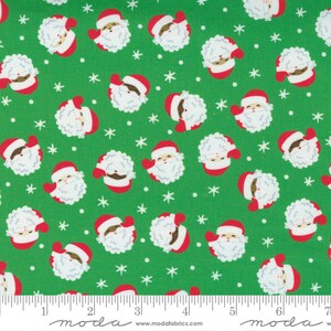 HOLIDAY ESSENTIALS Christmas - Santa Claus in Holly - Green Santas Cotton Quilt Fabric - 20740-44 - Stacy Iest Hsu - Moda Fabrics  (W8059)