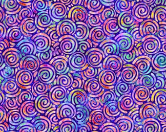 BRILLIANCE - Packed Scroll in Purple - Orange Blue Green Cotton Quilt Fabric - Dan Morris - Quilting Treasures QT Fabrics  28325-V (W8405)