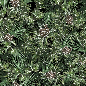 40&quot; Remnant NORTH WOODS NEIGHBORS - Pine in Black - Tree Cones Cotton Quilt Fabric - Quilting Treasures Fabrics - 26854-J (W5001)