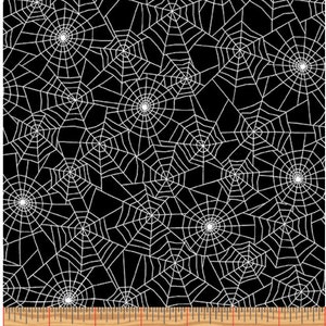 HALLOWEEN PARTY - Spider Web Party in Black - White Webs Cotton Quilt Fabric Blender - Kanvas Studio - Benartex Fabrics - 12560-12 (W8604)