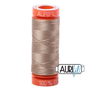 AURIFIL Mako 50 wt Cotton Quilt Thread - Linen 2325 - Premium Quality Small Spool - 218 yd / 200m - W1650-2325