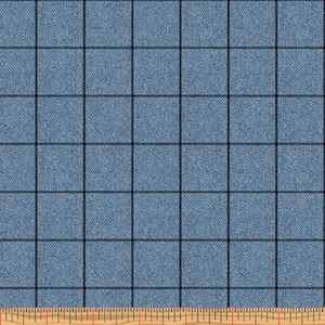 VERY WOOLY WINTER - Window in Denim Blue - Wool Look Plaid Cotton Quilt Fabric - Cheryl Haynes for Benartex Fabrics - 10358-52 (W7913)
