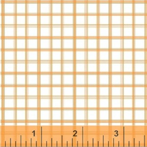 CITRUS - Triple Line Check in Orange - Plaid Geometric Cotton Quilt Fabric - by Another Point of View for Windham Fabrics - 37512-3 (W3076)