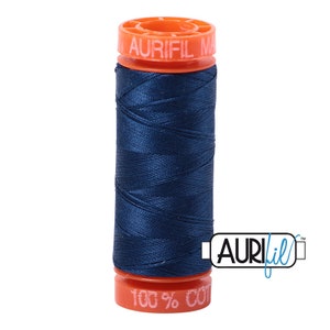 AURIFIL Mako 50 wt Cotton Quilt Thread - Medium Delft Blue 2783 - Premium Quality Small Spool - 220 yd / 200m - W1650-2783