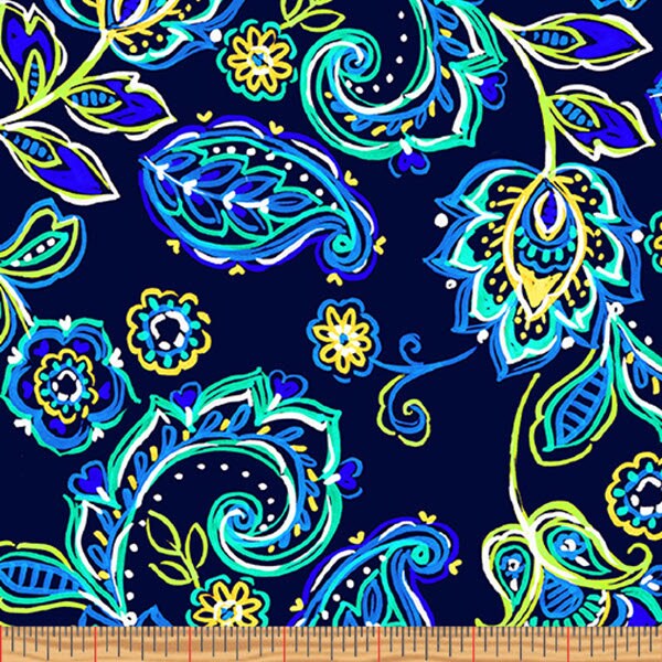 Navy Blue Paisley Fabric - Etsy