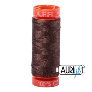 AURIFIL Mako 50 wt Cotton Quilt Thread - Bark 1140 - Small Spool Brown Premium Quality - 220 yd / 200m - W1650-1140
