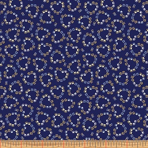 KITTY CITY - Heart Paw Prints in Blue - Tiny Paws Cotton Quilt Fabric Blender - Andi Metz for Benartex Fabrics - 12470-55 (W7972)