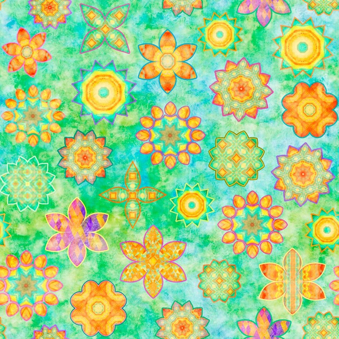 DREAM BIG Flower Toss in Light Green Blue Yellow Floral Etsy