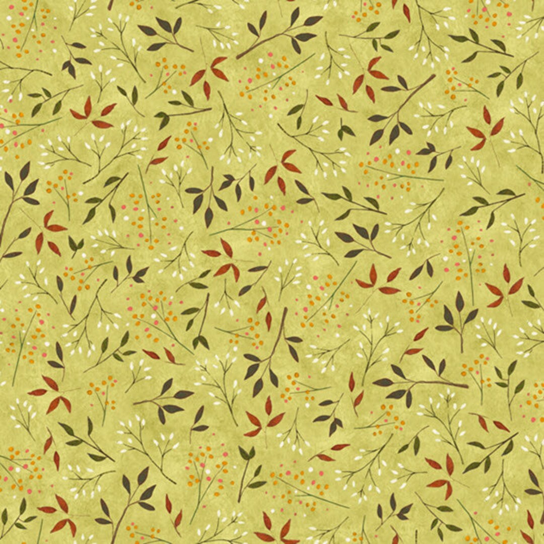 READING TOGETHER Leaf Vine in Spring Green Leaves Floral Cotton Quilt