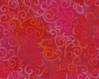 OMBRE SCROLL - Ombre Scroll in Cherry Red - Blender Cotton Quilt Fabric - Swirl Swirls - Quilting Treasures Fabrics - 24174-R (W4887)