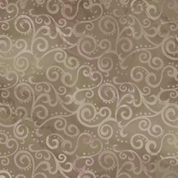 OMBRE SCROLL - Ombre Scroll in Taupe - Tan Brown Blender Cotton Quilt Fabric - Swirl Swirls - Quilting Treasures Fabrics - 24174-AK (W4864)