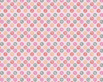 My LITTLE SUNSHINE - ABC in Light Pink - Alphabet Dots Cotton Quilt Fabric - by Cherry Guidry for Benartex Fabrics - 3128-01 (W5569)