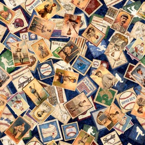 BASES LOADED - Baseball Patchwork in Navy - Dark Blue Cards Cotton Quilt Fabric - Morris Creative Group for QT Fabrics - 30345-N (W9082)