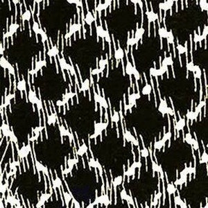May include: Black and white abstract pattern with a repeating design of thin lines and shapes.