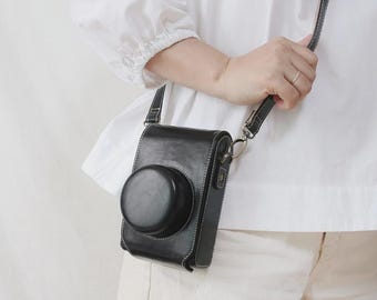 PU Leather Compact Camera Pouch – Vintage Style
