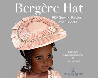 Bergère Hat PDF Sewing Pattern to fit 18” Dolls