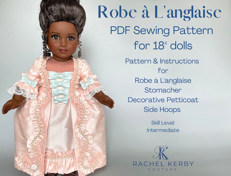 Robe à Langlaise PDF Sewing Pattern to Fit 18 Dolls - Etsy