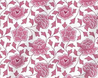 Raspberry Pink 18th Century "Ginger Jar" Inspired Extra Wide 116" Italian Cotton Sateen Fabric