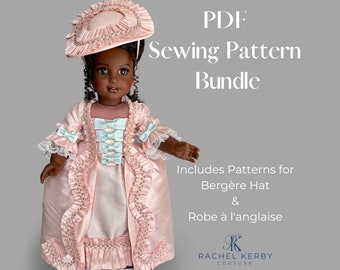 PDF Pattern BUNDLE, Bergère Hat Pattern AND Robe à L'anglaise Pattern