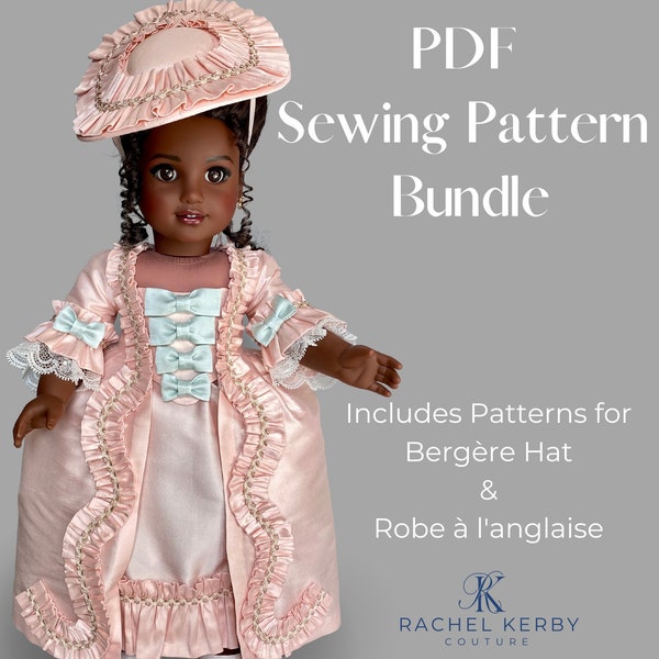 PDF Pattern BUNDLE, Bergère Hat Pattern AND Robe à L'anglaise Pattern