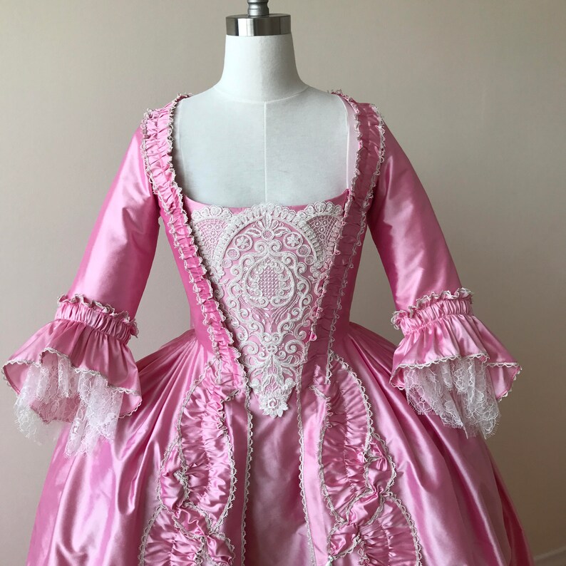 Custom Pink Rococo Marie Gown with Lace Stomacher Etsy