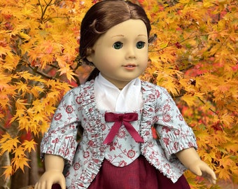 18th Century Caraco Jacket and Skirt Ensemble to Fit 18" Dolls Like American Girl, WITH or WITHOUT DOLL