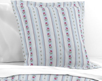 Rococo Stripe Pillow Shams, Blue Stripe Pillow Shams, Romantic Bedding, Vintage Style Bedding