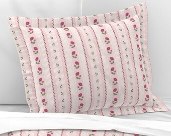 Rococo Stripe Pillow Shams, Pink Stripe Pillow Shams, Romantic Bedding, Vintage Style Bedding