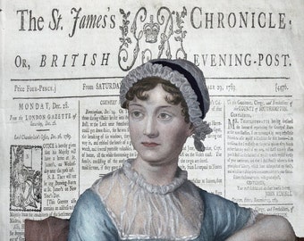 Fabric Panel; Vintage Jane Austen Portrait Fabric Panel  100% cotton Quilting Applique fabric Regency Fabric